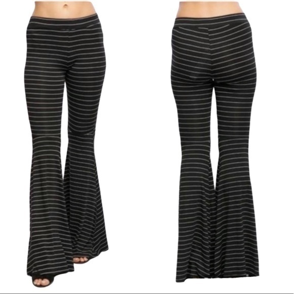Line & Dot NWT Striped High Waist Wide Leg Boho Jersey Pants Size Large - Picture 1 of 9